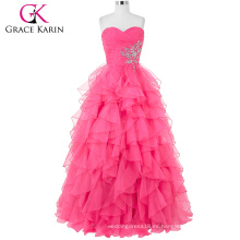 Grace Karin sin tirantes fuera del hombro de organza larga occidental boutique vestidos CL3411-1